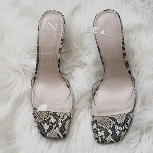 Zara Snake print clear heeled Sandals